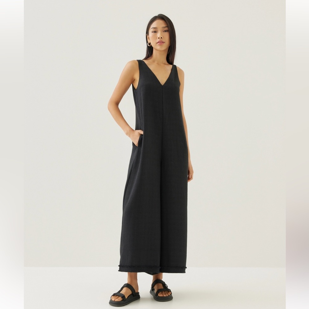 Love Bonito Tallie Tweed Wide Leg Jumpsuit Black